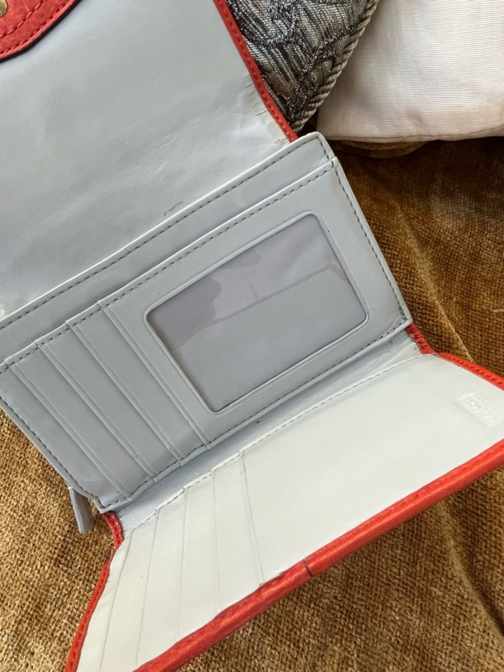 Coach Ashley Pleated Orange 🍊 Leather Compact Wallet with Gold Hardware, GUC - Picture 6 of 12
